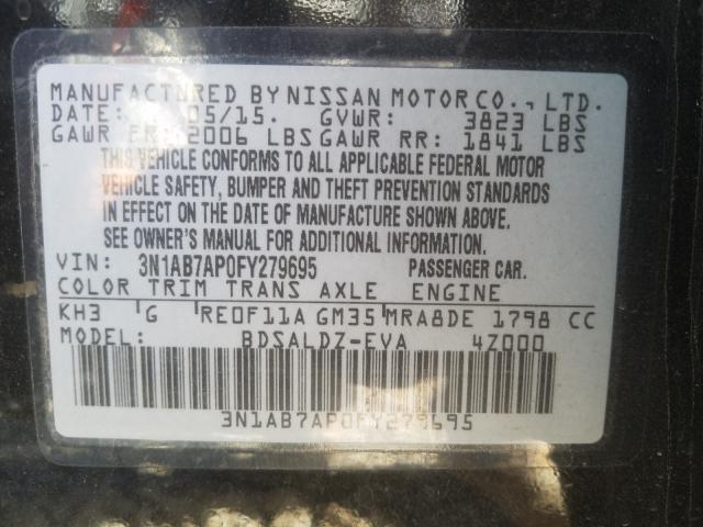 Photo 9 VIN: 3N1AB7AP0FY279695 - NISSAN SENTRA S 