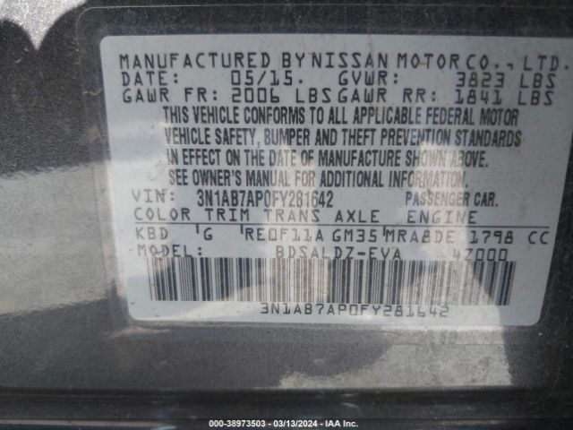 Photo 8 VIN: 3N1AB7AP0FY281642 - NISSAN SENTRA 