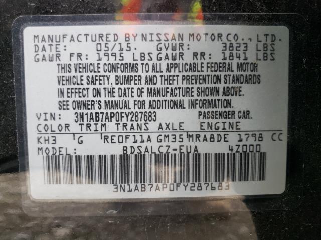 Photo 9 VIN: 3N1AB7AP0FY287683 - NISSAN SENTRA S 