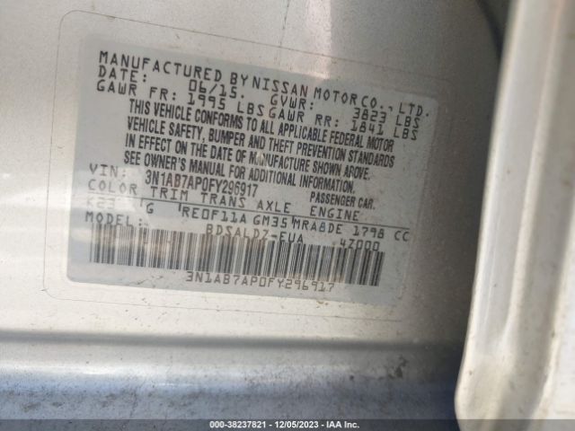 Photo 8 VIN: 3N1AB7AP0FY296917 - NISSAN SENTRA 