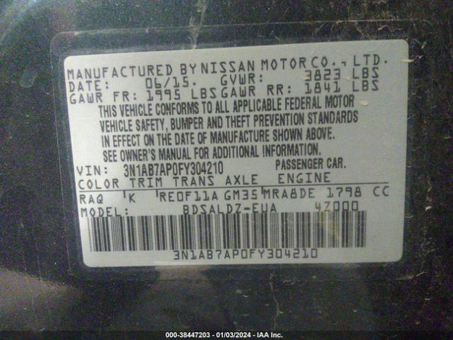 Photo 8 VIN: 3N1AB7AP0FY304210 - NISSAN SENTRA 