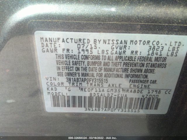 Photo 8 VIN: 3N1AB7AP0FY315515 - NISSAN SENTRA 