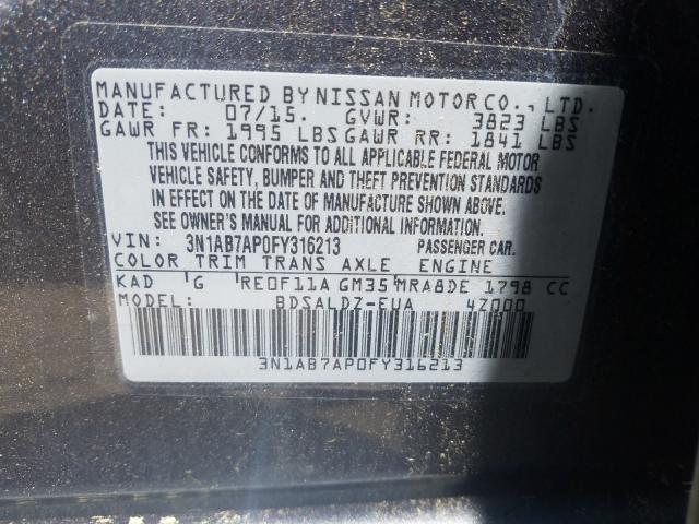 Photo 9 VIN: 3N1AB7AP0FY316213 - NISSAN SENTRA S 