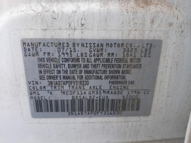 Photo 9 VIN: 3N1AB7AP0FY316230 - NISSAN SENTRA S 