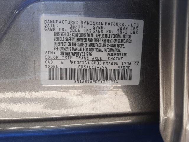 Photo 9 VIN: 3N1AB7AP0FY331276 - NISSAN SENTRA S 