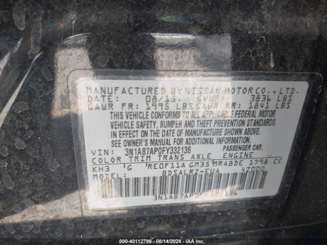 Photo 8 VIN: 3N1AB7AP0FY332136 - NISSAN SENTRA 