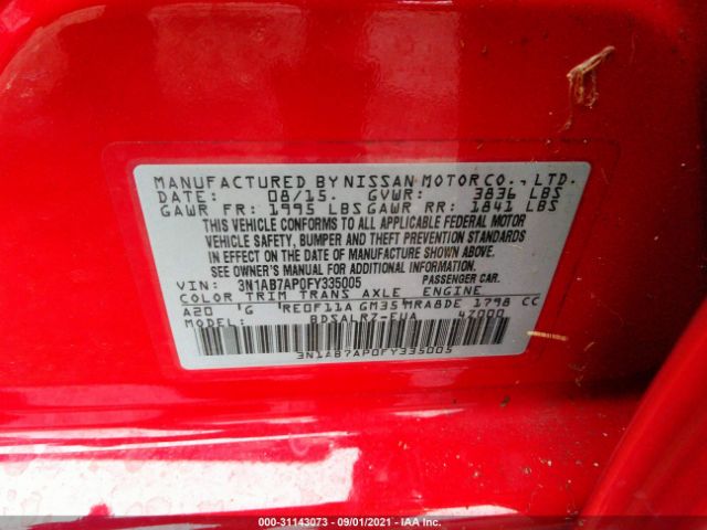 Photo 8 VIN: 3N1AB7AP0FY335005 - NISSAN SENTRA 