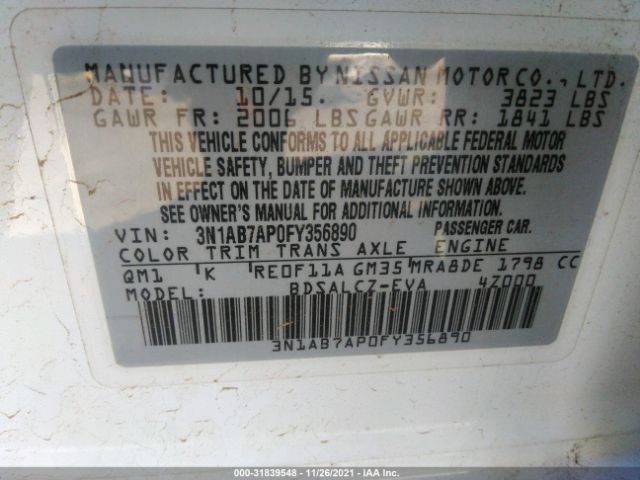 Photo 8 VIN: 3N1AB7AP0FY356890 - NISSAN SENTRA 