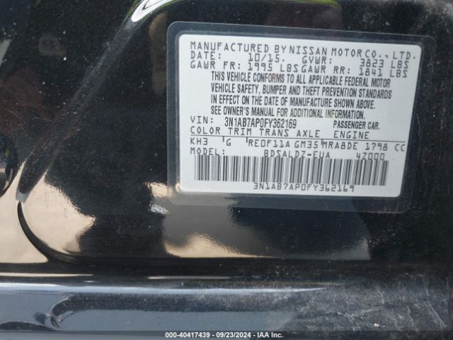 Photo 8 VIN: 3N1AB7AP0FY362169 - NISSAN SENTRA 