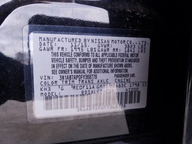 Photo 9 VIN: 3N1AB7AP0FY368778 - NISSAN SENTRA S 