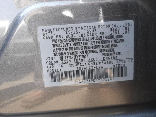 Photo 9 VIN: 3N1AB7AP0FY371647 - NISSAN SENTRA S 