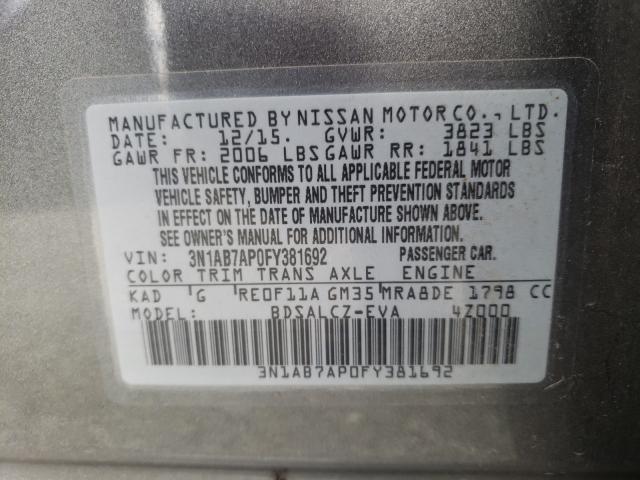 Photo 9 VIN: 3N1AB7AP0FY381692 - NISSAN SENTRA S 