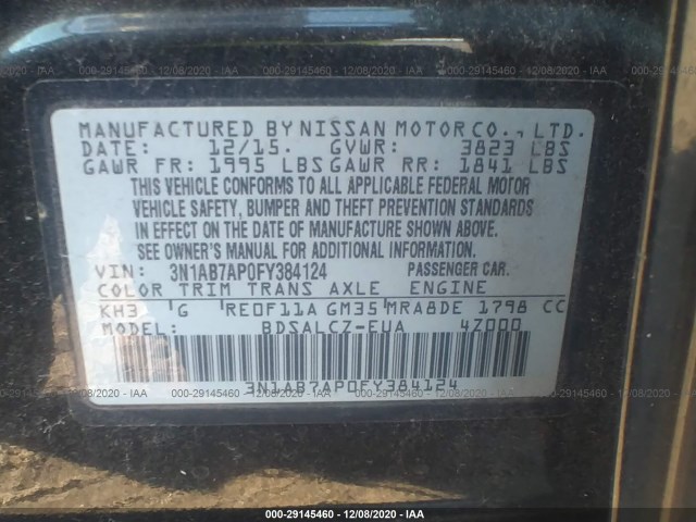 Photo 8 VIN: 3N1AB7AP0FY384124 - NISSAN SENTRA 