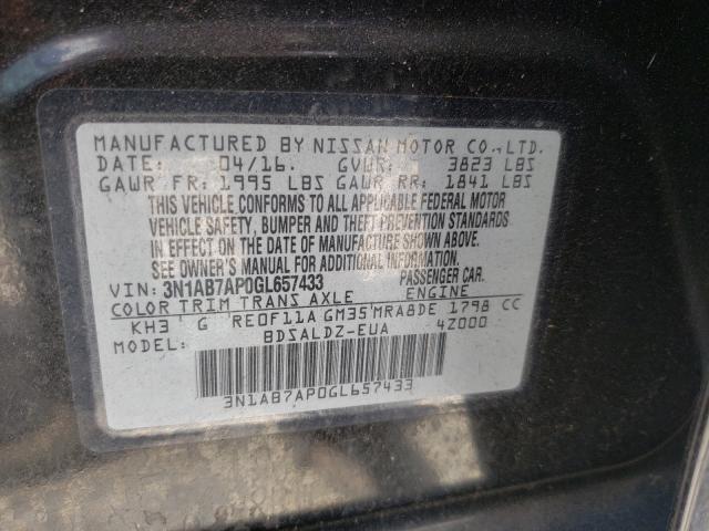 Photo 9 VIN: 3N1AB7AP0GL657433 - NISSAN SENTRA S 