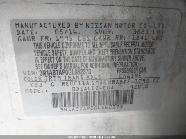 Photo 8 VIN: 3N1AB7AP0GL662373 - NISSAN SENTRA 