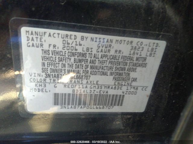 Photo 8 VIN: 3N1AB7AP0GL668707 - NISSAN SENTRA 