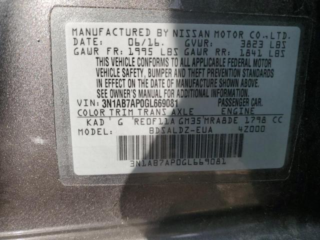 Photo 11 VIN: 3N1AB7AP0GL669081 - NISSAN SENTRA S 