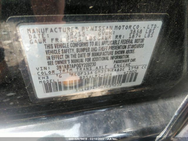 Photo 8 VIN: 3N1AB7AP0GY209230 - NISSAN SENTRA 