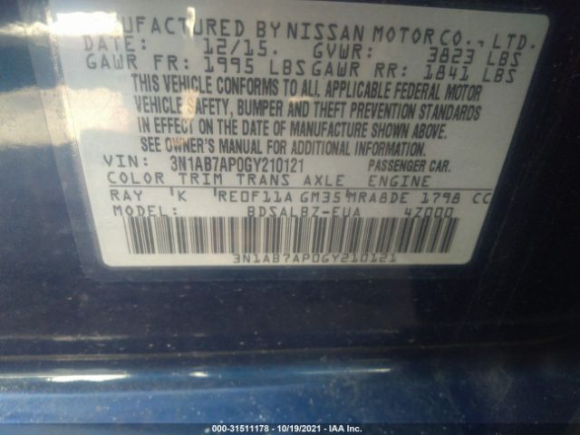 Photo 8 VIN: 3N1AB7AP0GY210121 - NISSAN SENTRA 