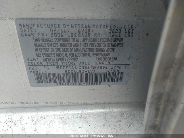 Photo 8 VIN: 3N1AB7AP0GY232202 - NISSAN SENTRA 