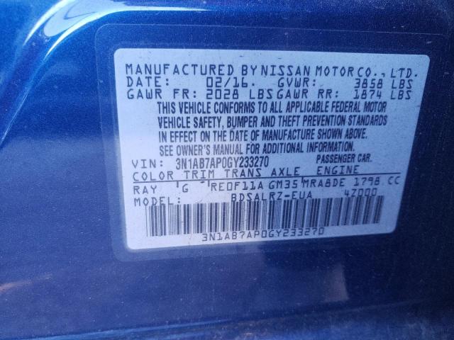 Photo 9 VIN: 3N1AB7AP0GY233270 - NISSAN SENTRA 