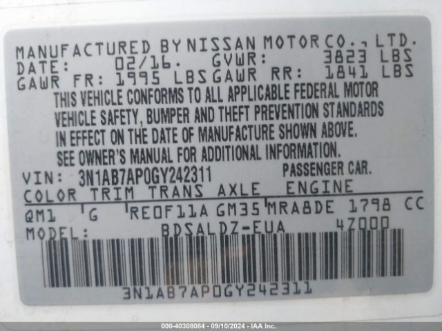 Photo 8 VIN: 3N1AB7AP0GY242311 - NISSAN SENTRA 