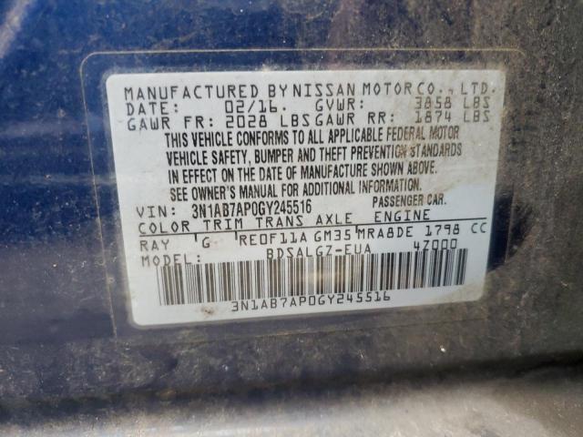 Photo 9 VIN: 3N1AB7AP0GY245516 - NISSAN SENTRA S 