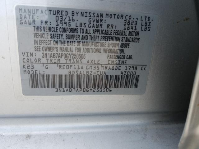 Photo 9 VIN: 3N1AB7AP0GY250506 - NISSAN SENTRA S 