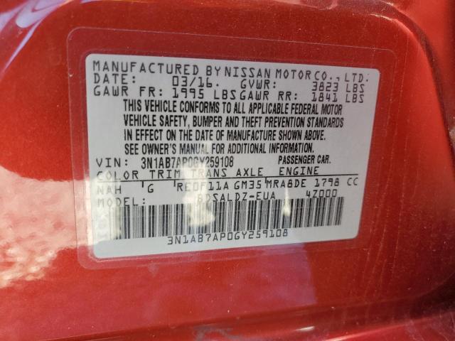 Photo 11 VIN: 3N1AB7AP0GY259108 - NISSAN SENTRA S 