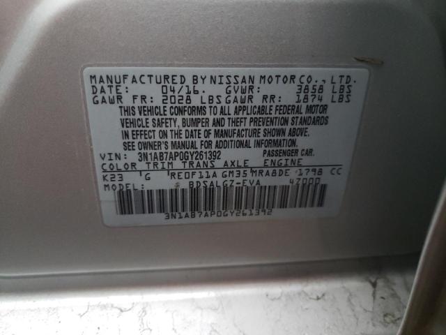 Photo 9 VIN: 3N1AB7AP0GY261392 - NISSAN SENTRA S 