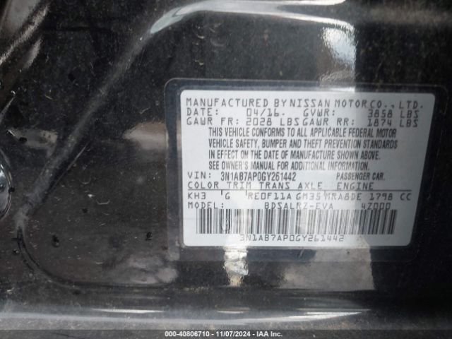 Photo 8 VIN: 3N1AB7AP0GY261442 - NISSAN SENTRA 