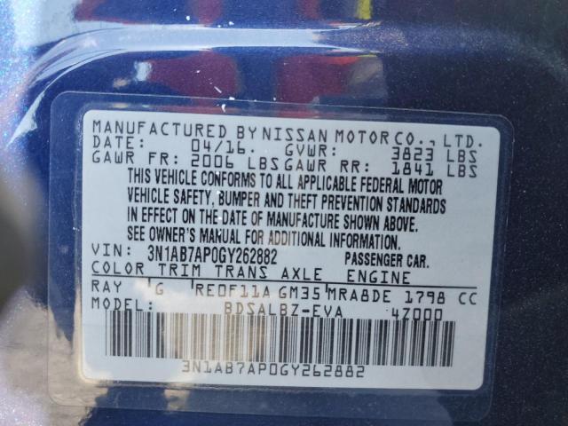 Photo 12 VIN: 3N1AB7AP0GY262882 - NISSAN SENTRA 