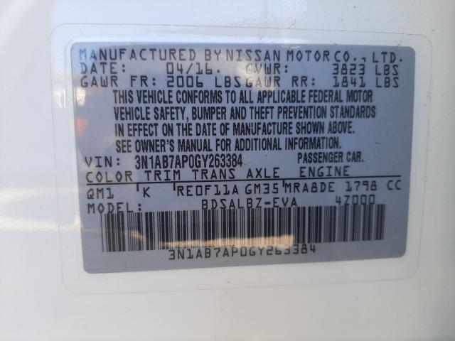 Photo 9 VIN: 3N1AB7AP0GY263384 - NISSAN SENTRA S 