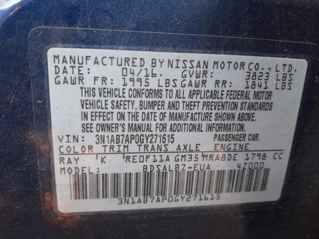 Photo 9 VIN: 3N1AB7AP0GY271615 - NISSAN SENTRA S 