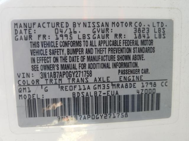 Photo 9 VIN: 3N1AB7AP0GY271758 - NISSAN SENTRA S 