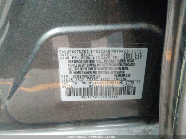 Photo 8 VIN: 3N1AB7AP0GY275583 - NISSAN SENTRA 