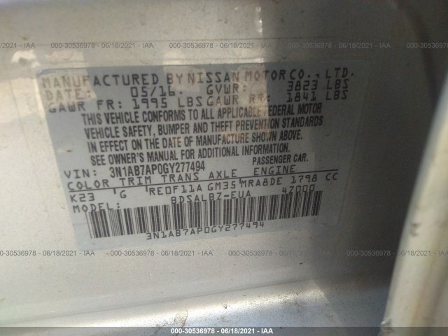 Photo 8 VIN: 3N1AB7AP0GY277494 - NISSAN SENTRA 