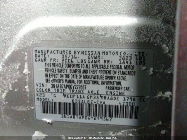 Photo 8 VIN: 3N1AB7AP0GY279567 - NISSAN SENTRA 