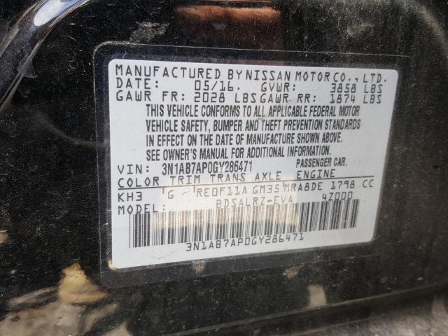 Photo 9 VIN: 3N1AB7AP0GY286471 - NISSAN SENTRA S 