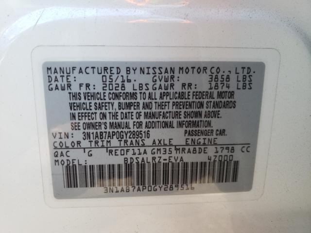 Photo 9 VIN: 3N1AB7AP0GY289516 - NISSAN SENTRA S 