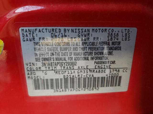 Photo 9 VIN: 3N1AB7AP0GY290892 - NISSAN SENTRA S 