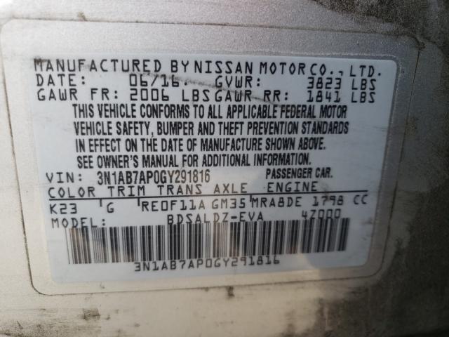 Photo 9 VIN: 3N1AB7AP0GY291816 - NISSAN SENTRA S 