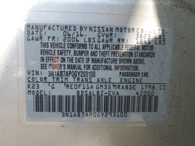 Photo 12 VIN: 3N1AB7AP0GY293100 - NISSAN SENTRA S 