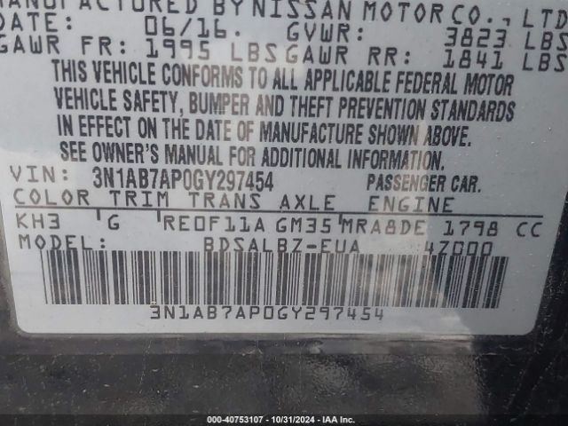 Photo 8 VIN: 3N1AB7AP0GY297454 - NISSAN SENTRA 