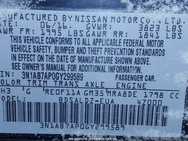 Photo 8 VIN: 3N1AB7AP0GY299589 - NISSAN SENTRA 