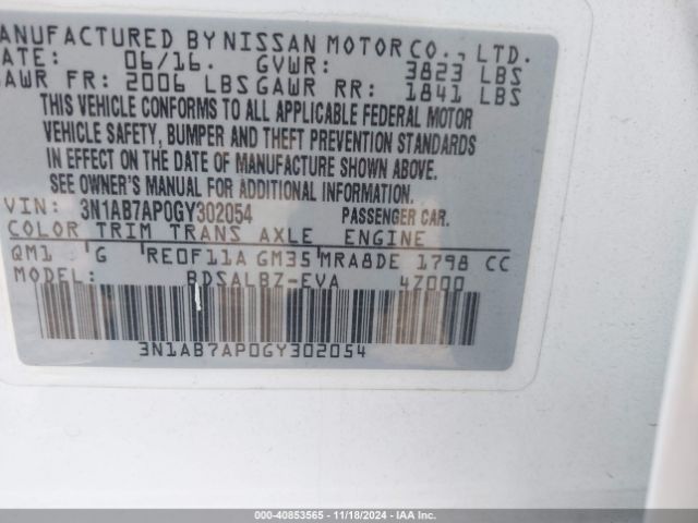 Photo 8 VIN: 3N1AB7AP0GY302054 - NISSAN SENTRA 