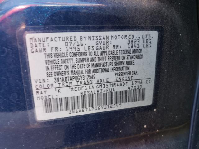 Photo 9 VIN: 3N1AB7AP0GY312549 - NISSAN SENTRA S 