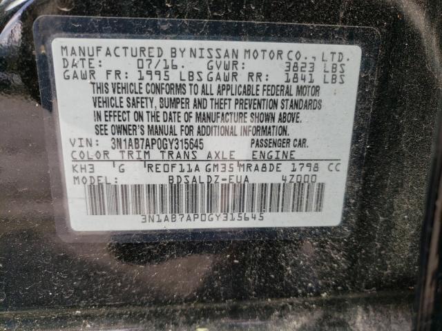 Photo 9 VIN: 3N1AB7AP0GY315645 - NISSAN SENTRA S 