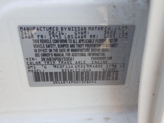 Photo 9 VIN: 3N1AB7AP0GY328041 - NISSAN SENTRA S 