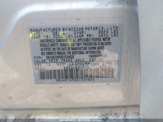 Photo 8 VIN: 3N1AB7AP0GY334826 - NISSAN SENTRA 